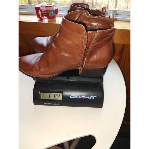 Forever 21 Women's Brown quarter ankle boots size 10 side zip-up buckle - Picture 6 of 6